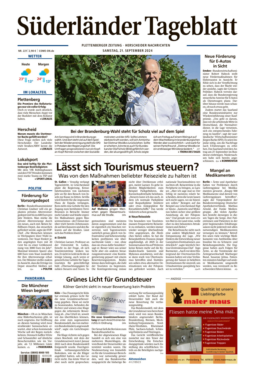 Süderländer Tageblatt vom Samstag, 21.09.2024