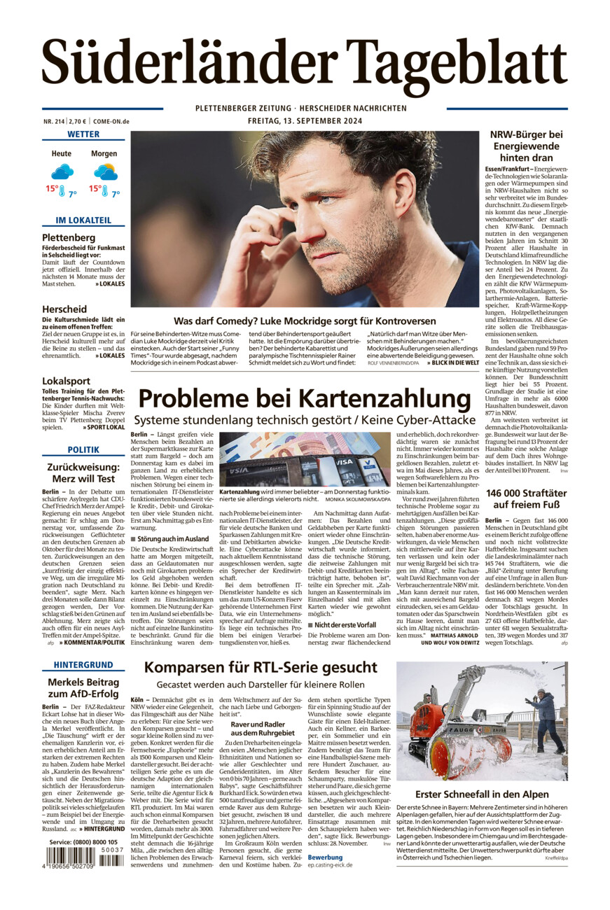 Süderländer Tageblatt vom Freitag, 13.09.2024