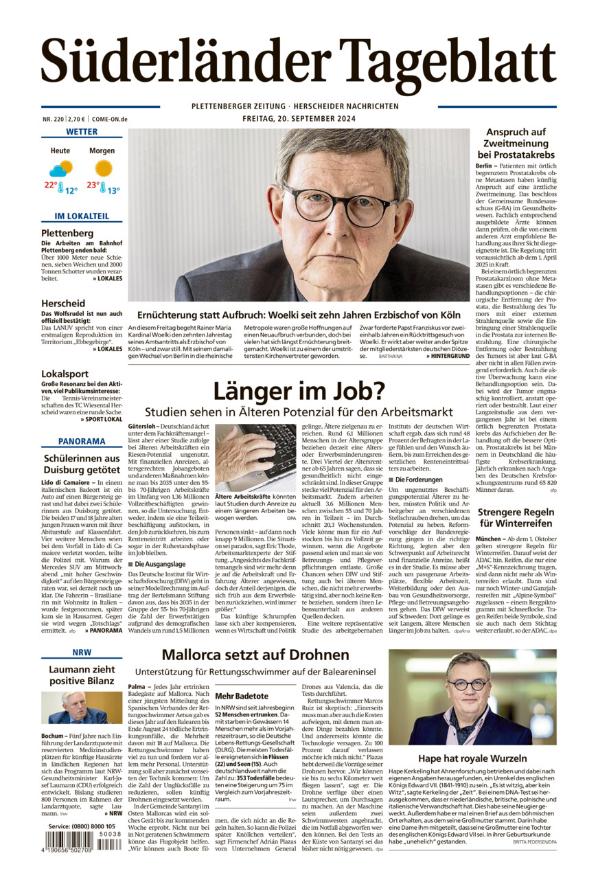 Süderländer Tageblatt vom Freitag, 20.09.2024