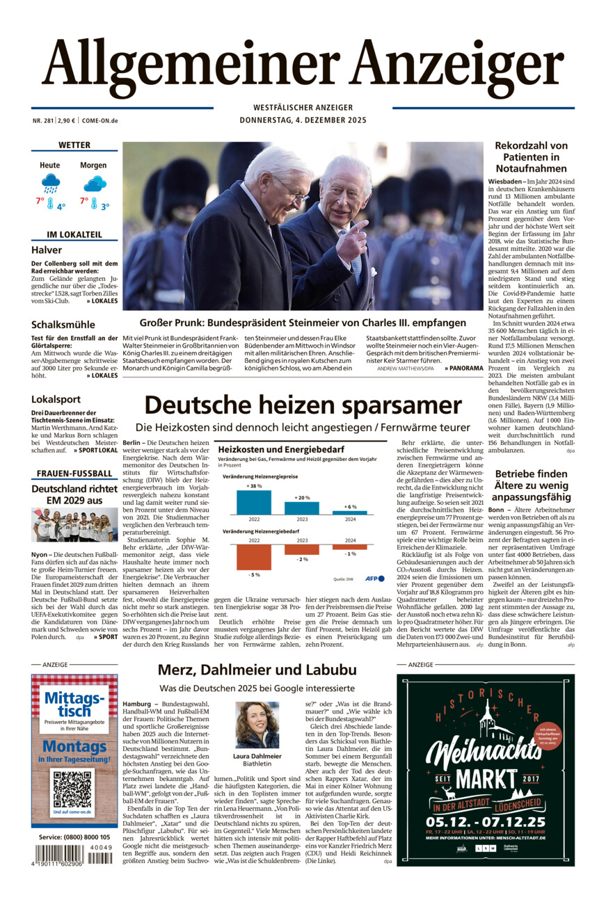 Allgemeiner Anzeiger vom Donnerstag, 04.12.2025