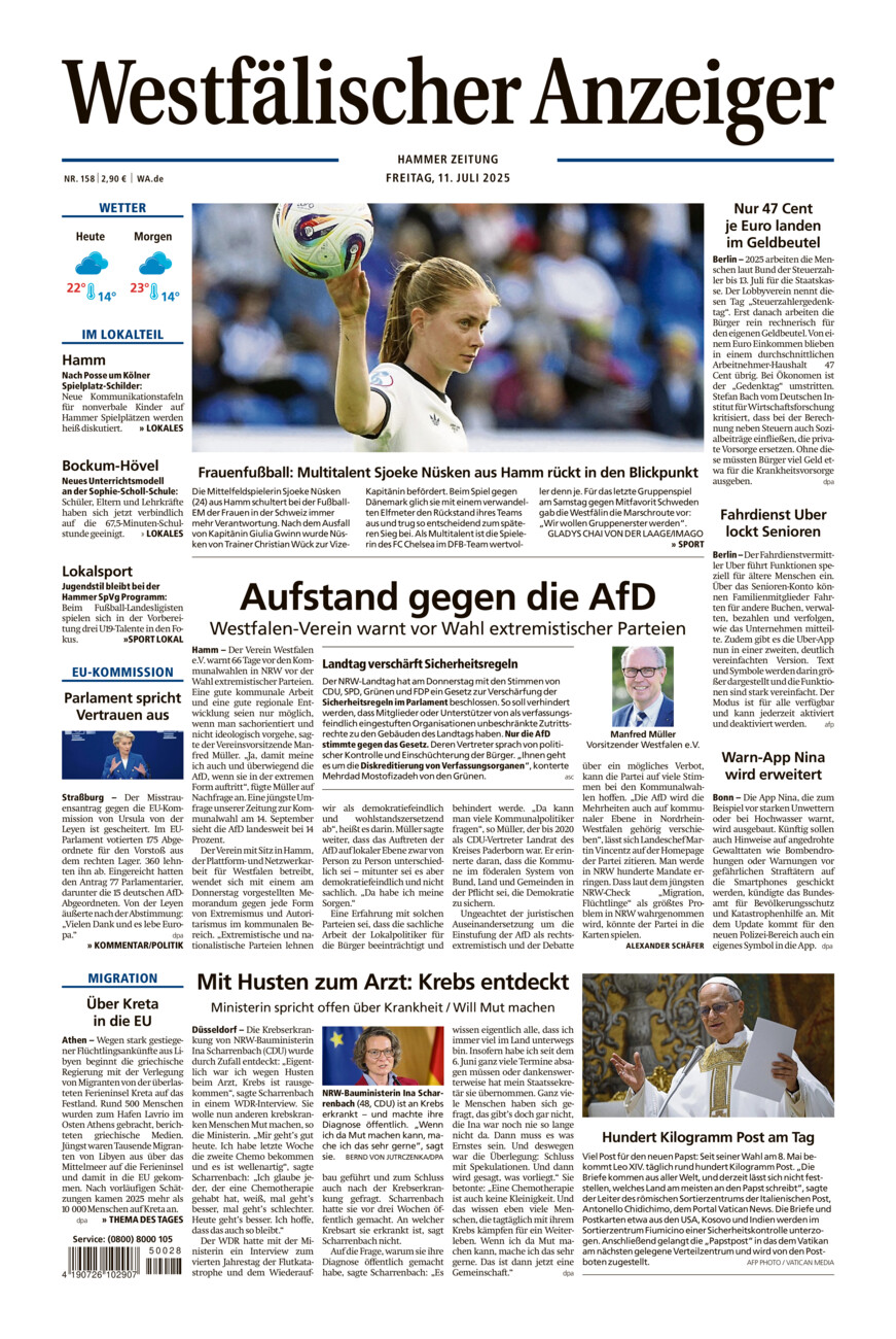 Westfälischer Anzeiger Hamm vom Freitag, 11.07.2025
