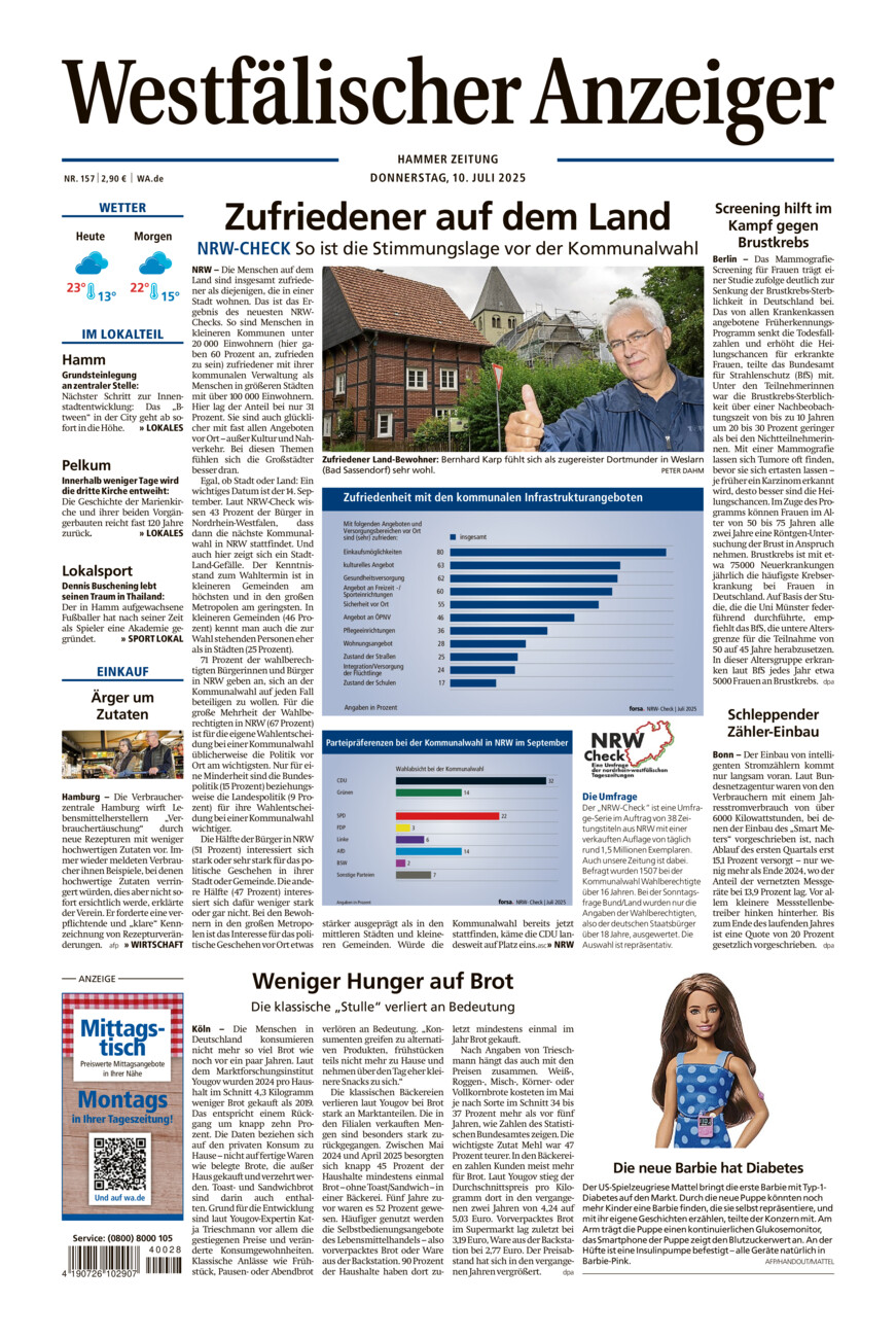 Westfälischer Anzeiger Hamm vom Donnerstag, 10.07.2025