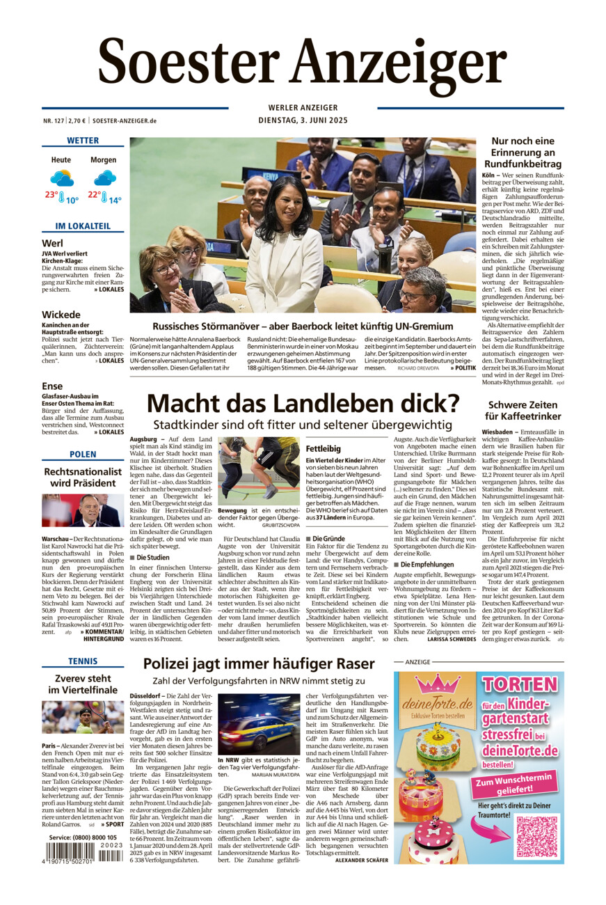 Soester Anzeiger Werl vom Dienstag, 03.06.2025