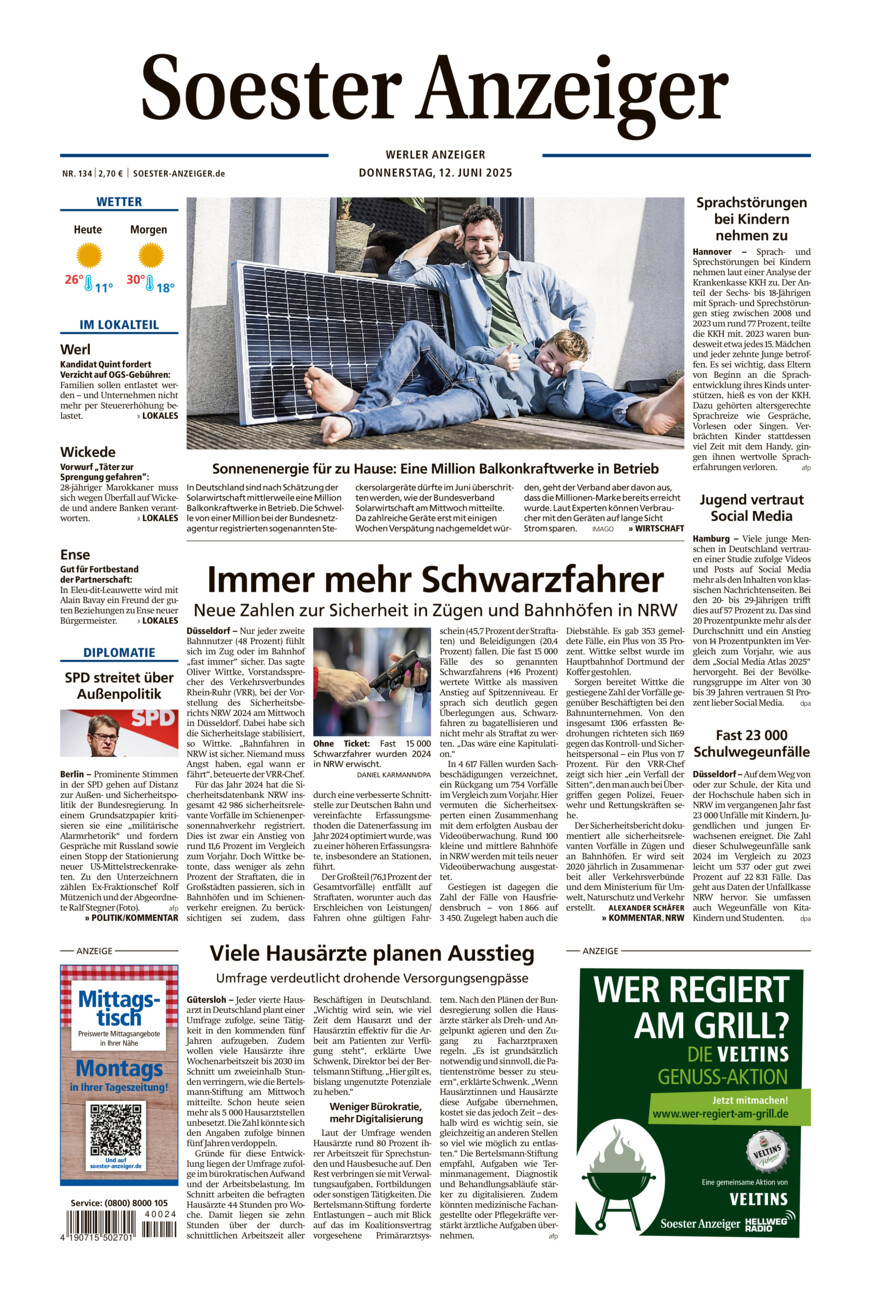 Soester Anzeiger Werl vom Donnerstag, 12.06.2025