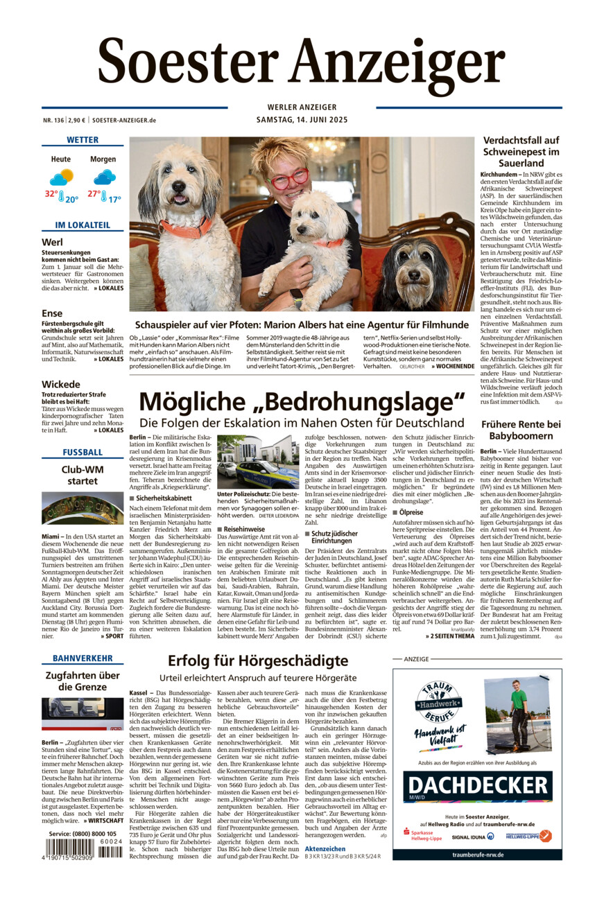 Soester Anzeiger Werl vom Samstag, 14.06.2025