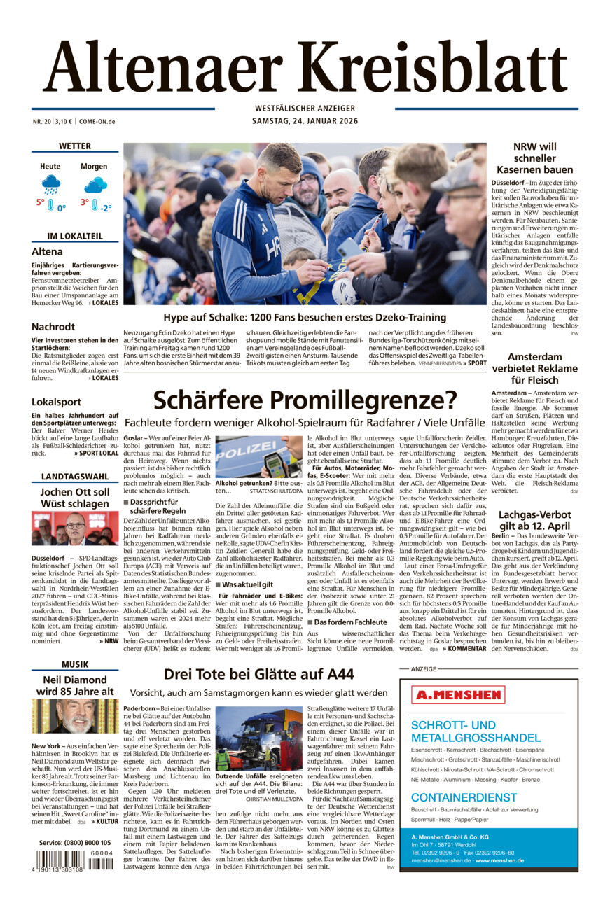 Altenaer Kreisblatt vom Samstag, 24.01.2026
