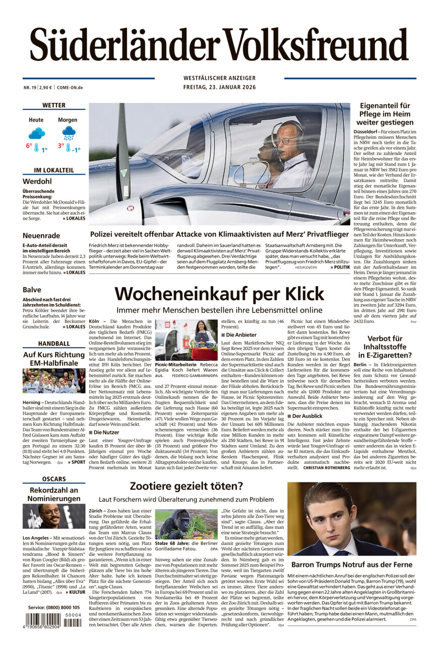Süderländer Volksfreund vom Freitag, 23.01.2026