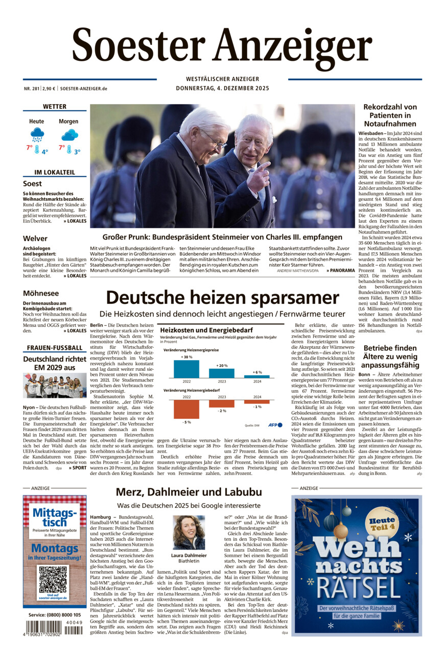 Soester Anzeiger vom Donnerstag, 04.12.2025