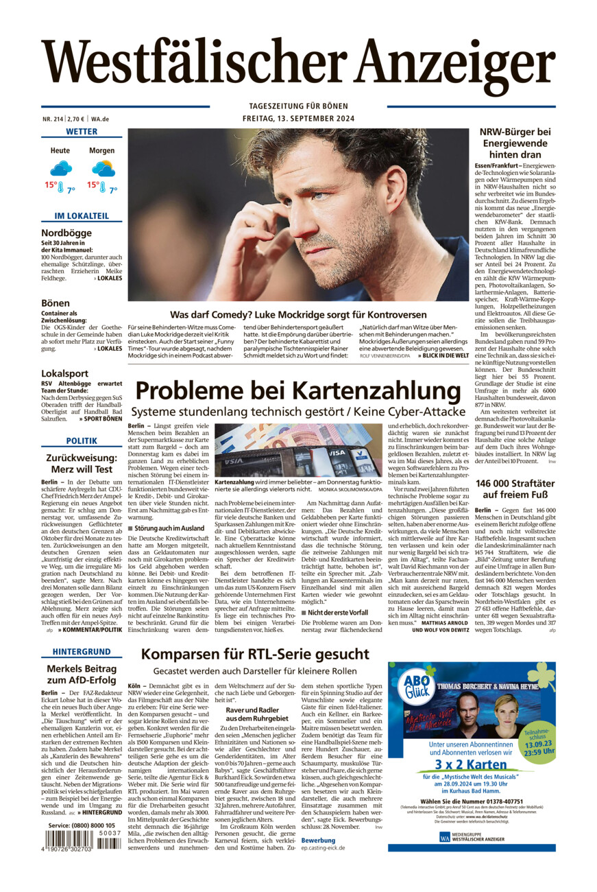 Westfälischer Anzeiger Bönen vom Freitag, 13.09.2024