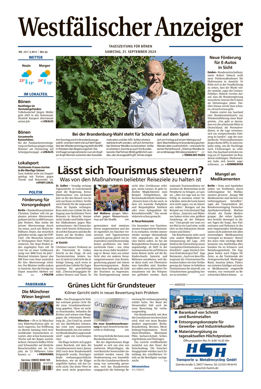 Westfälischer Anzeiger Bönen vom Samstag, 21.09.2024