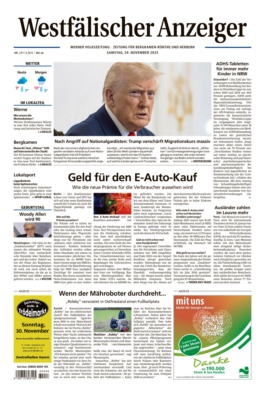 Westfälischer Anzeiger Werne vom Samstag, 29.11.2025