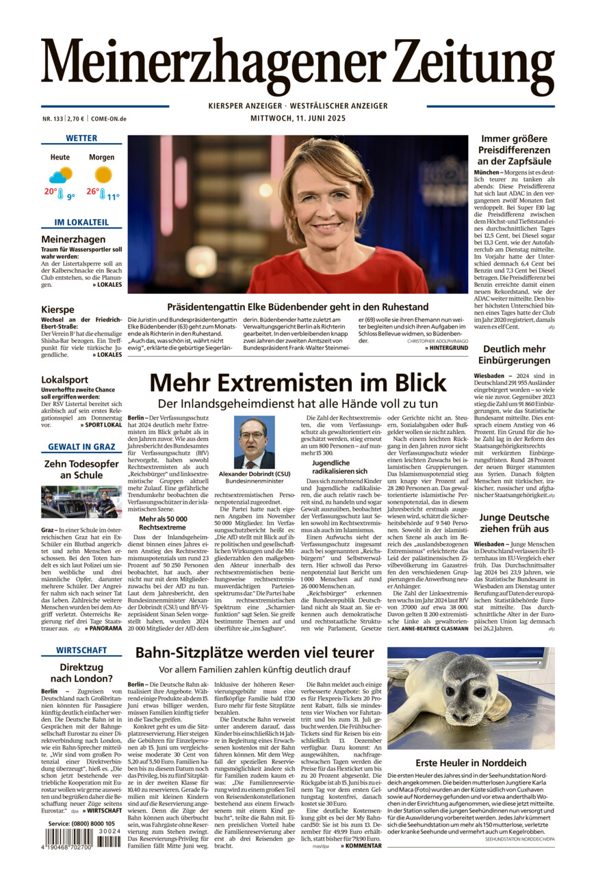 Meinerzhagener Zeitung vom Mittwoch, 11.06.2025