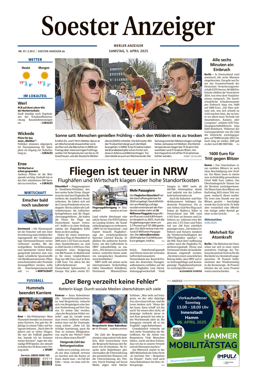 Soester Anzeiger Werl vom Samstag, 05.04.2025