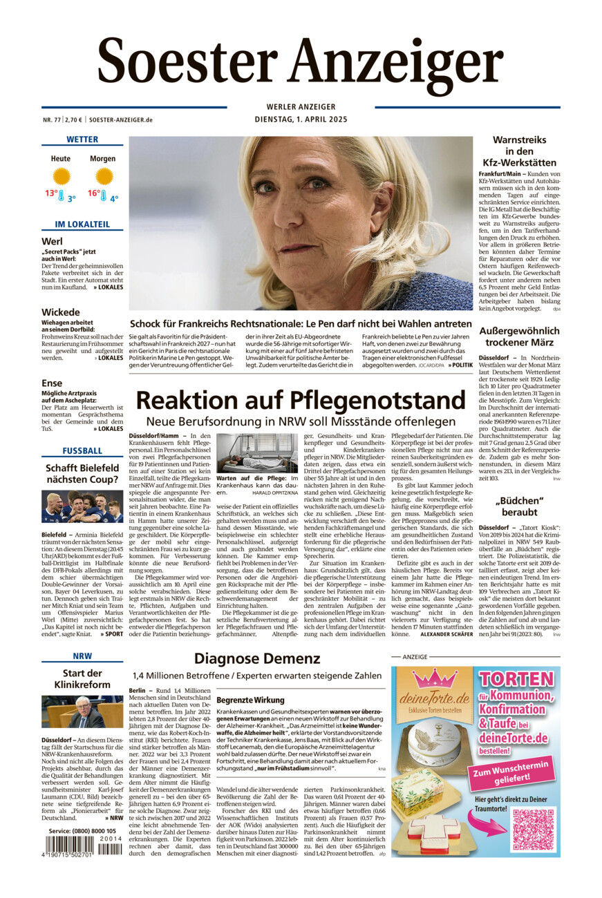 Soester Anzeiger Werl vom Dienstag, 01.04.2025