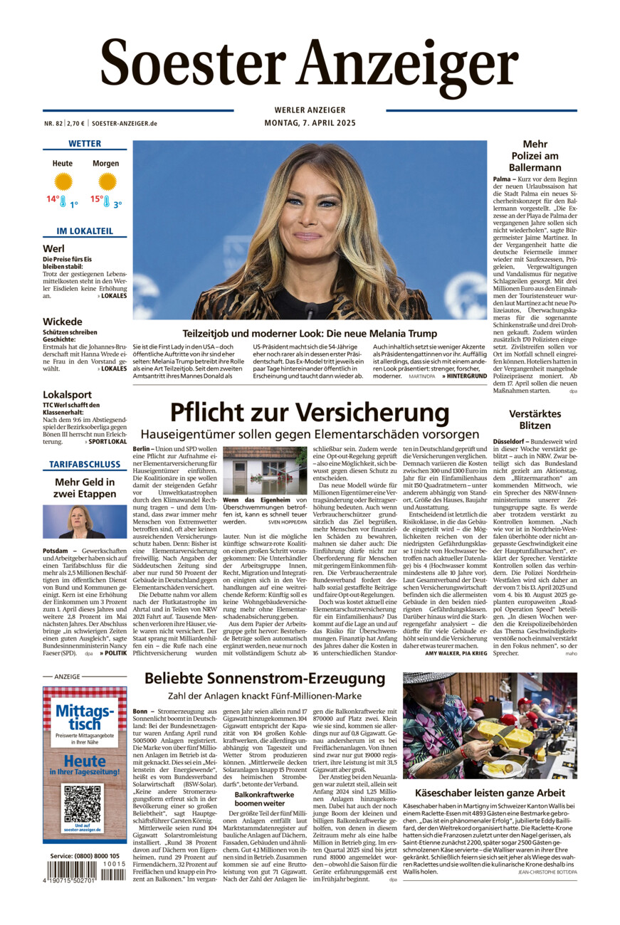 Soester Anzeiger Werl vom Montag, 07.04.2025