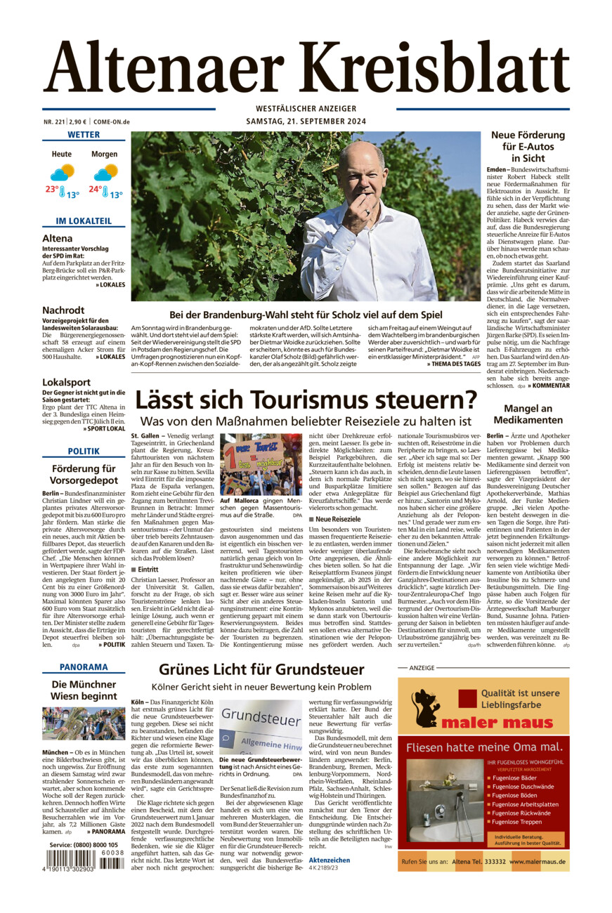 Altenaer Kreisblatt vom Samstag, 21.09.2024