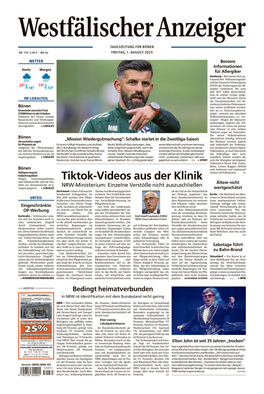 Westfälischer Anzeiger Bönen vom Freitag, 01.08.2025