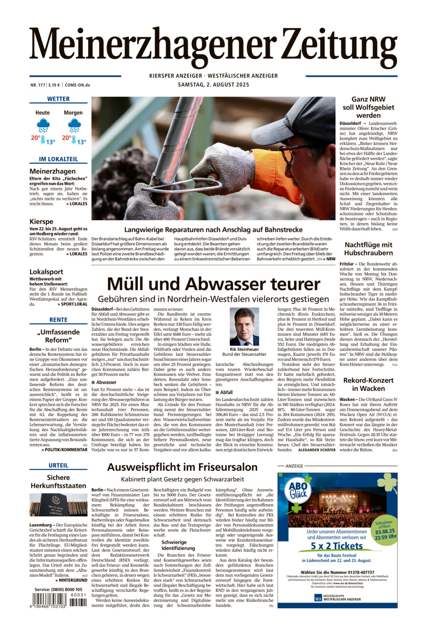 Meinerzhagener Zeitung vom Samstag, 02.08.2025