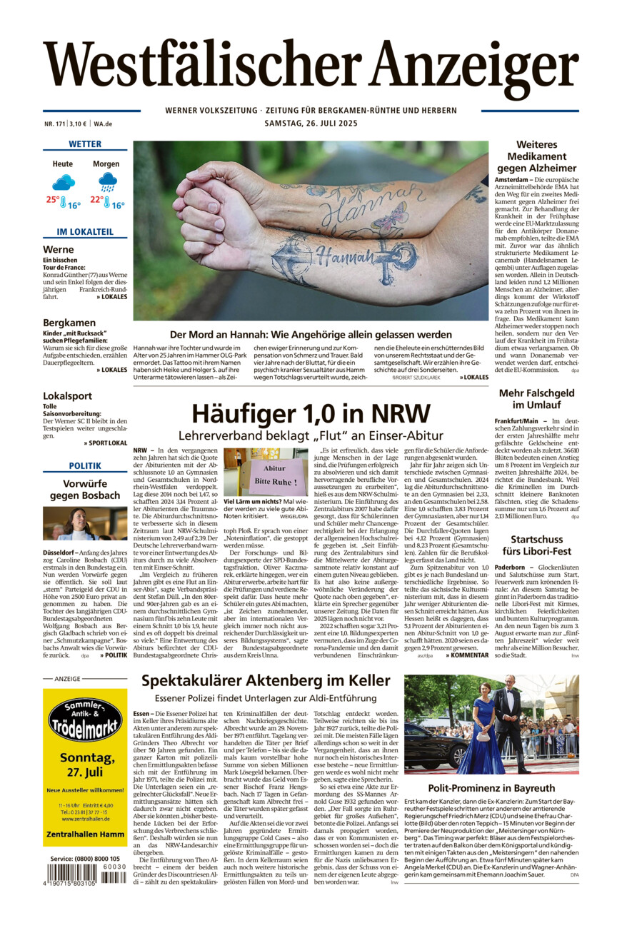 Westfälischer Anzeiger Werne vom Samstag, 26.07.2025