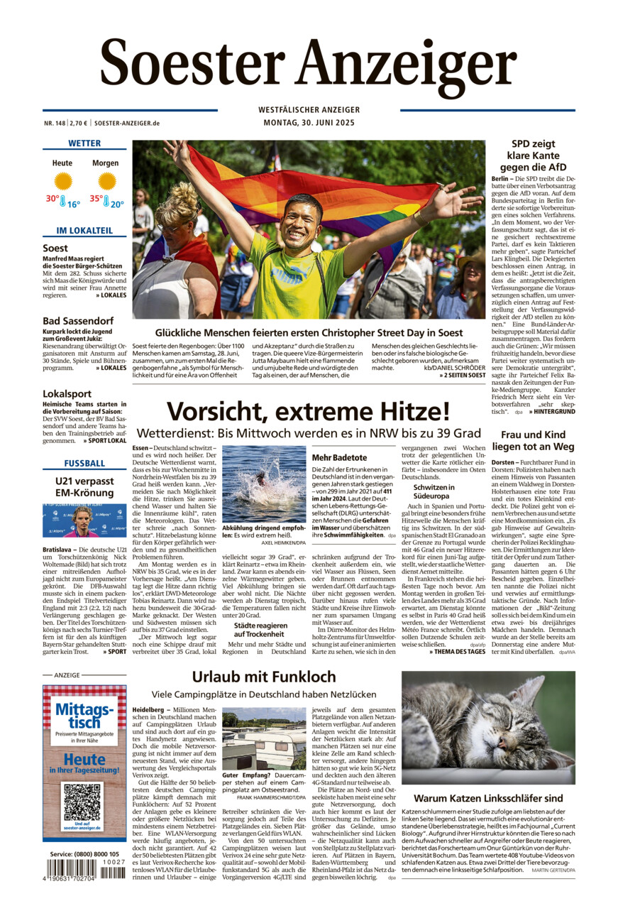 Soester Anzeiger vom Montag, 30.06.2025
