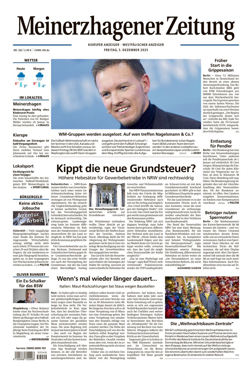 Meinerzhagener Zeitung vom Freitag, 05.12.2025