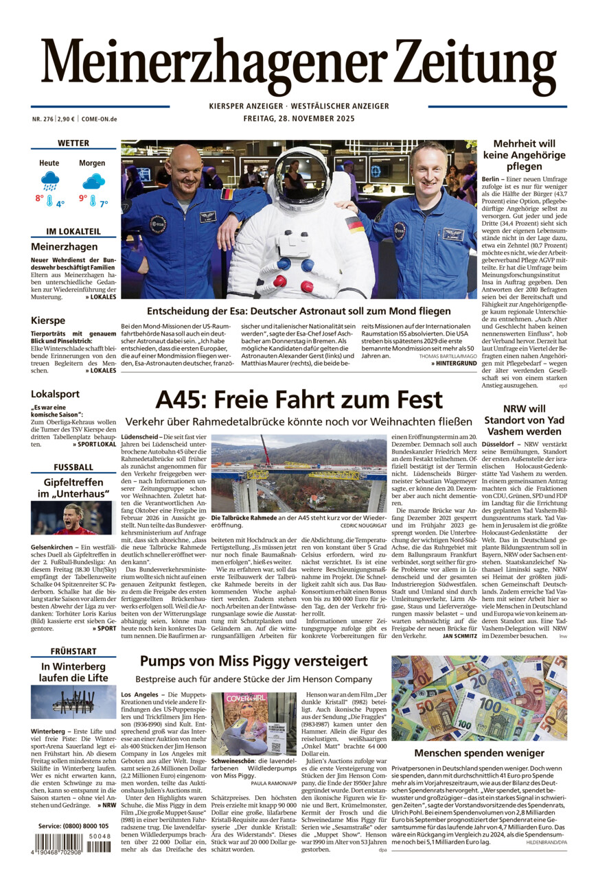 Meinerzhagener Zeitung vom Freitag, 28.11.2025