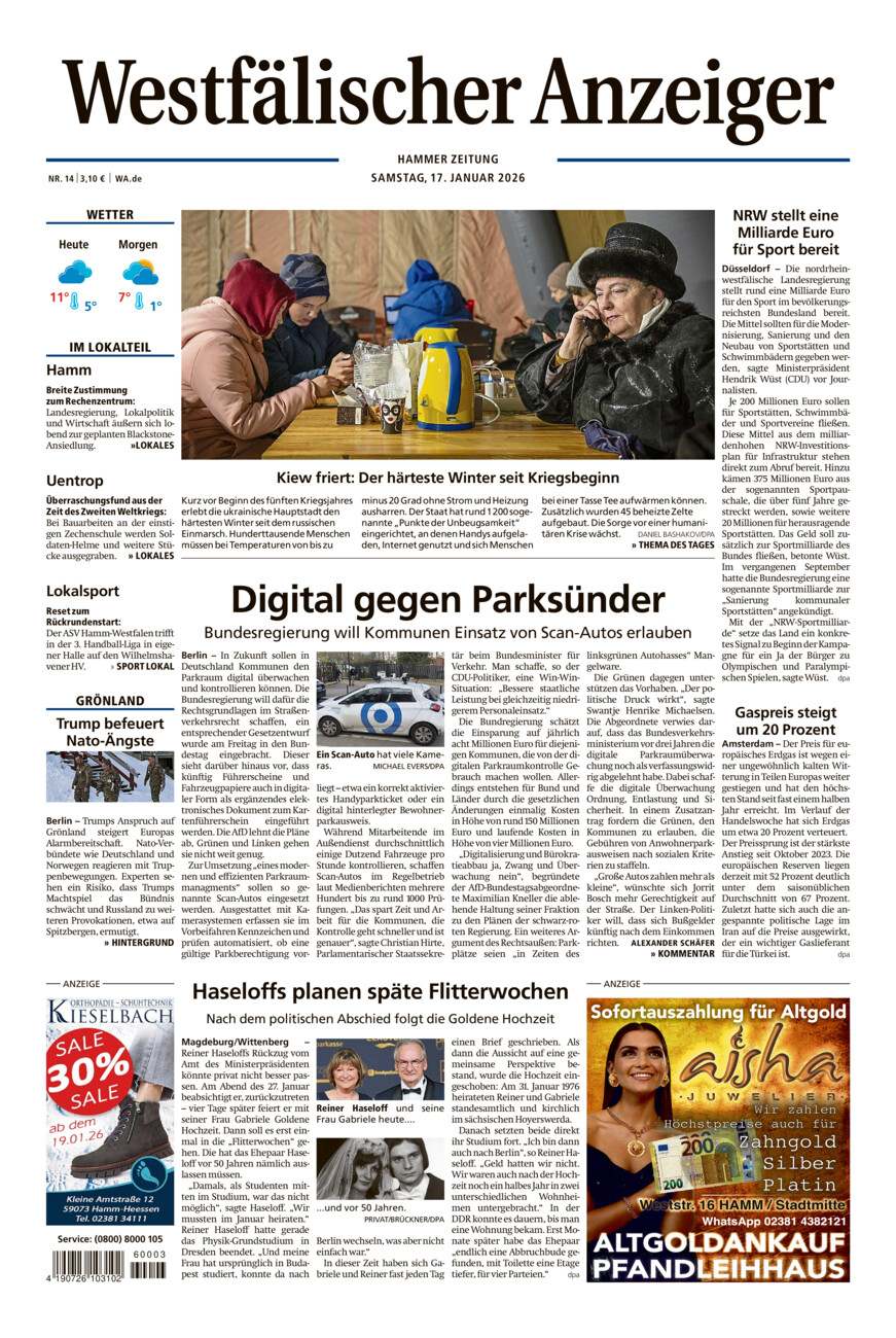 Westfälischer Anzeiger Hamm vom Samstag, 17.01.2026