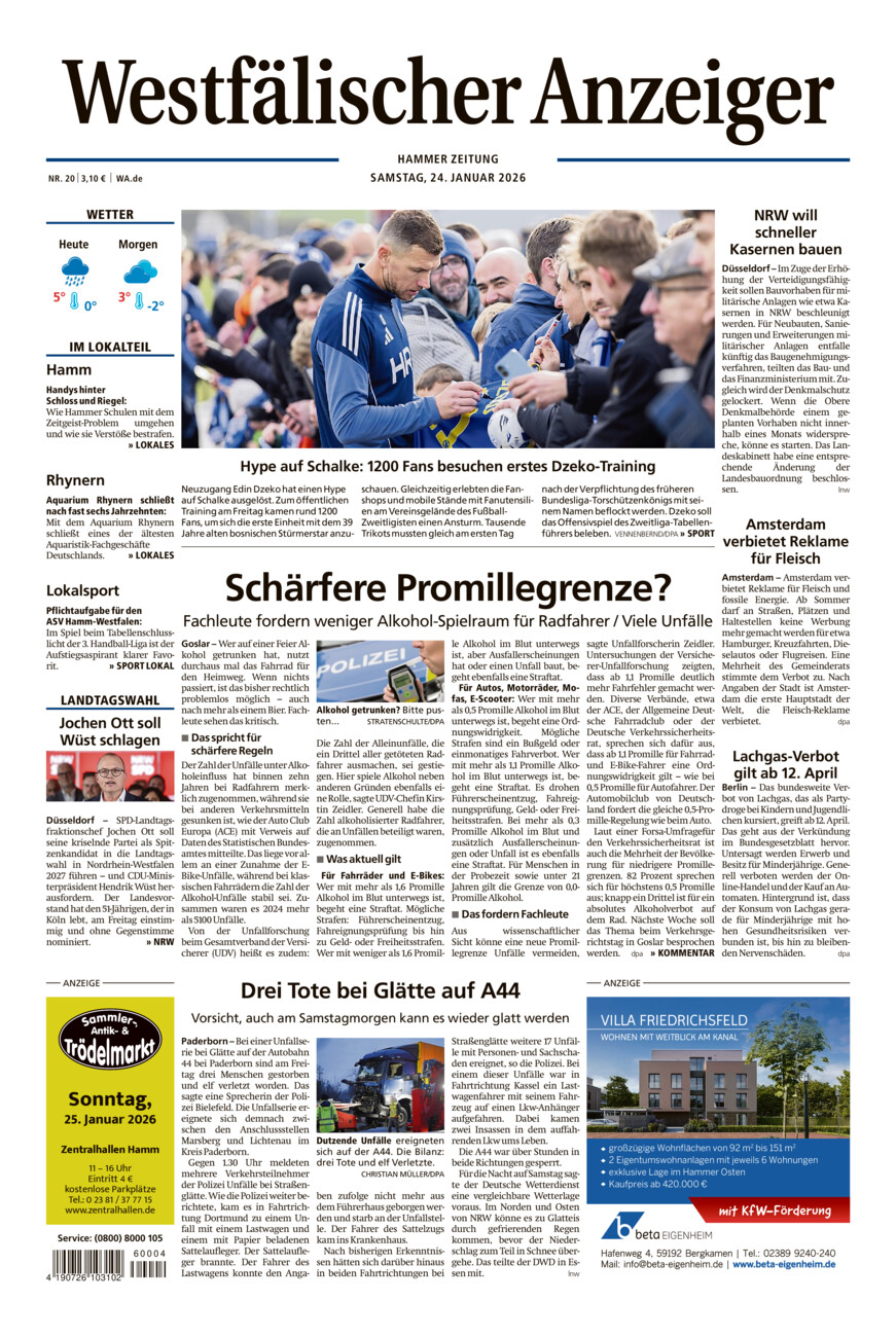 Westfälischer Anzeiger Hamm vom Samstag, 24.01.2026