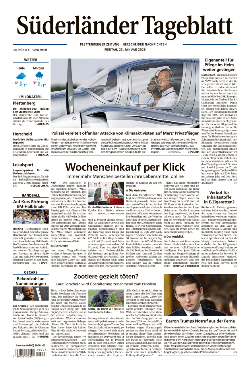 Süderländer Tageblatt vom Freitag, 23.01.2026
