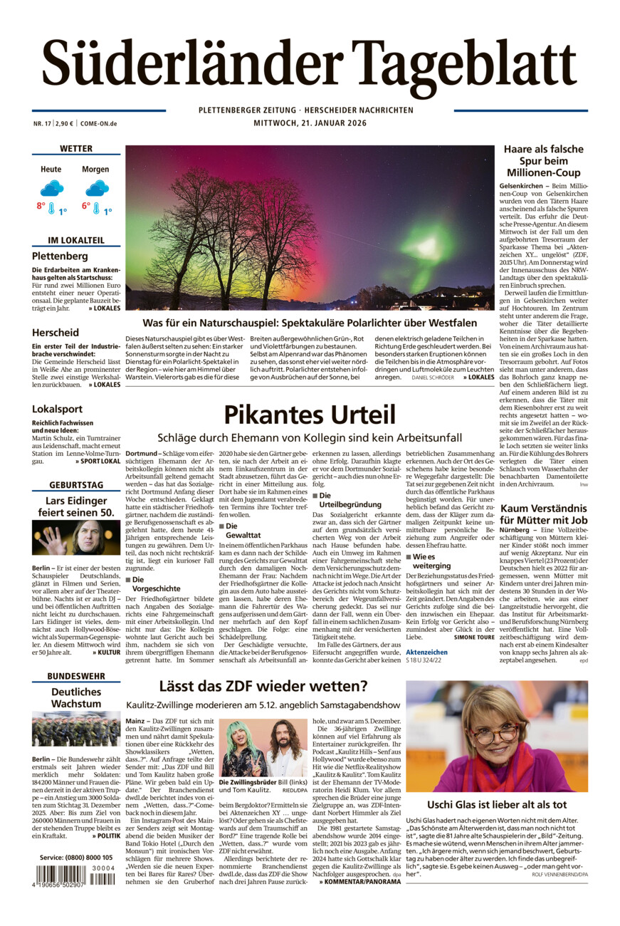 Süderländer Tageblatt vom Mittwoch, 21.01.2026