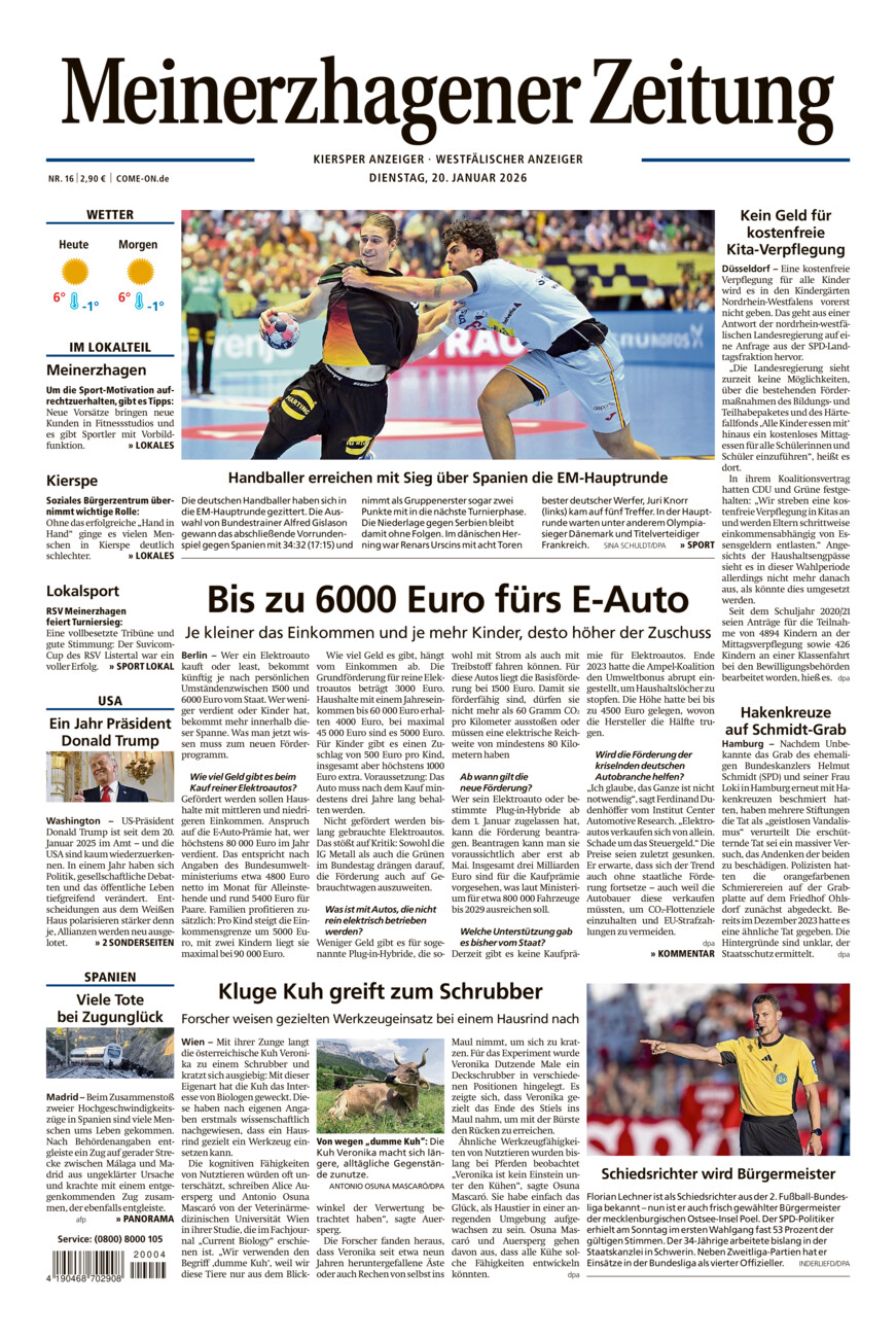 Meinerzhagener Zeitung vom Dienstag, 20.01.2026