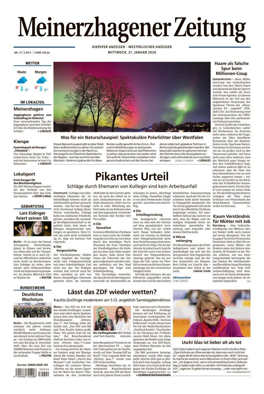 Meinerzhagener Zeitung vom Mittwoch, 21.01.2026