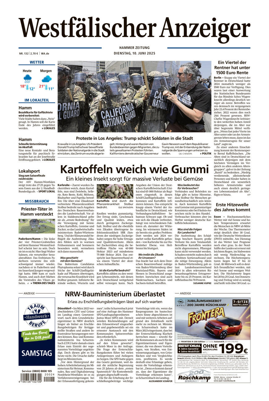 Westfälischer Anzeiger Hamm vom Dienstag, 10.06.2025