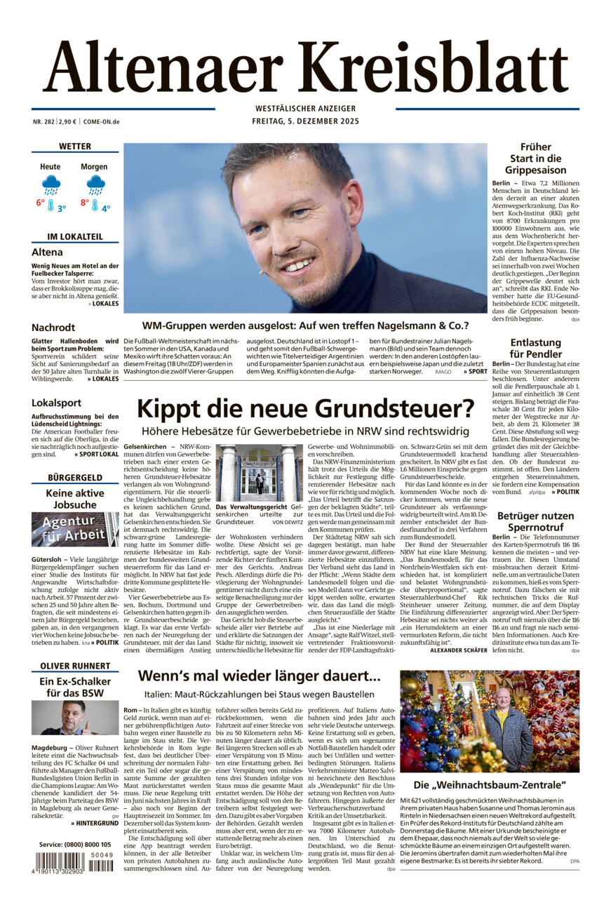 Altenaer Kreisblatt vom Freitag, 05.12.2025