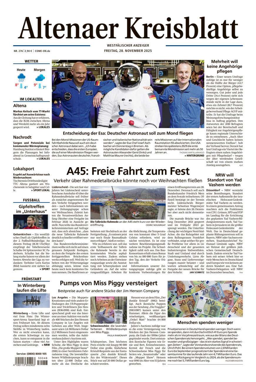 Altenaer Kreisblatt vom Freitag, 28.11.2025