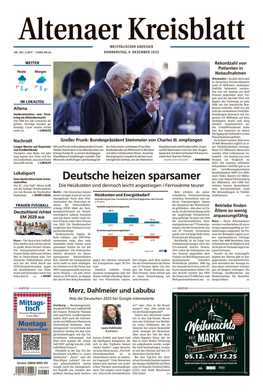 Altenaer Kreisblatt vom Donnerstag, 04.12.2025