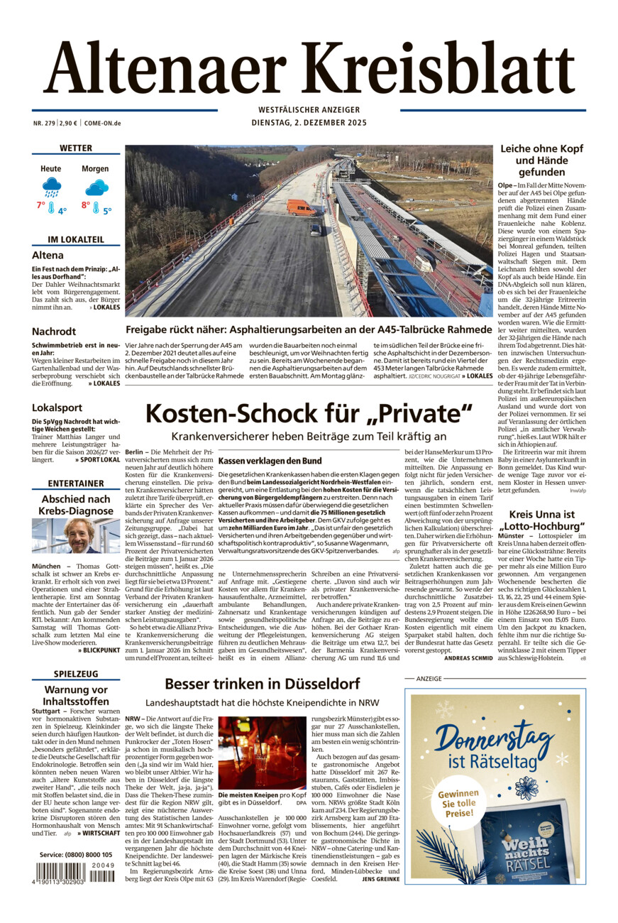 Altenaer Kreisblatt vom Dienstag, 02.12.2025