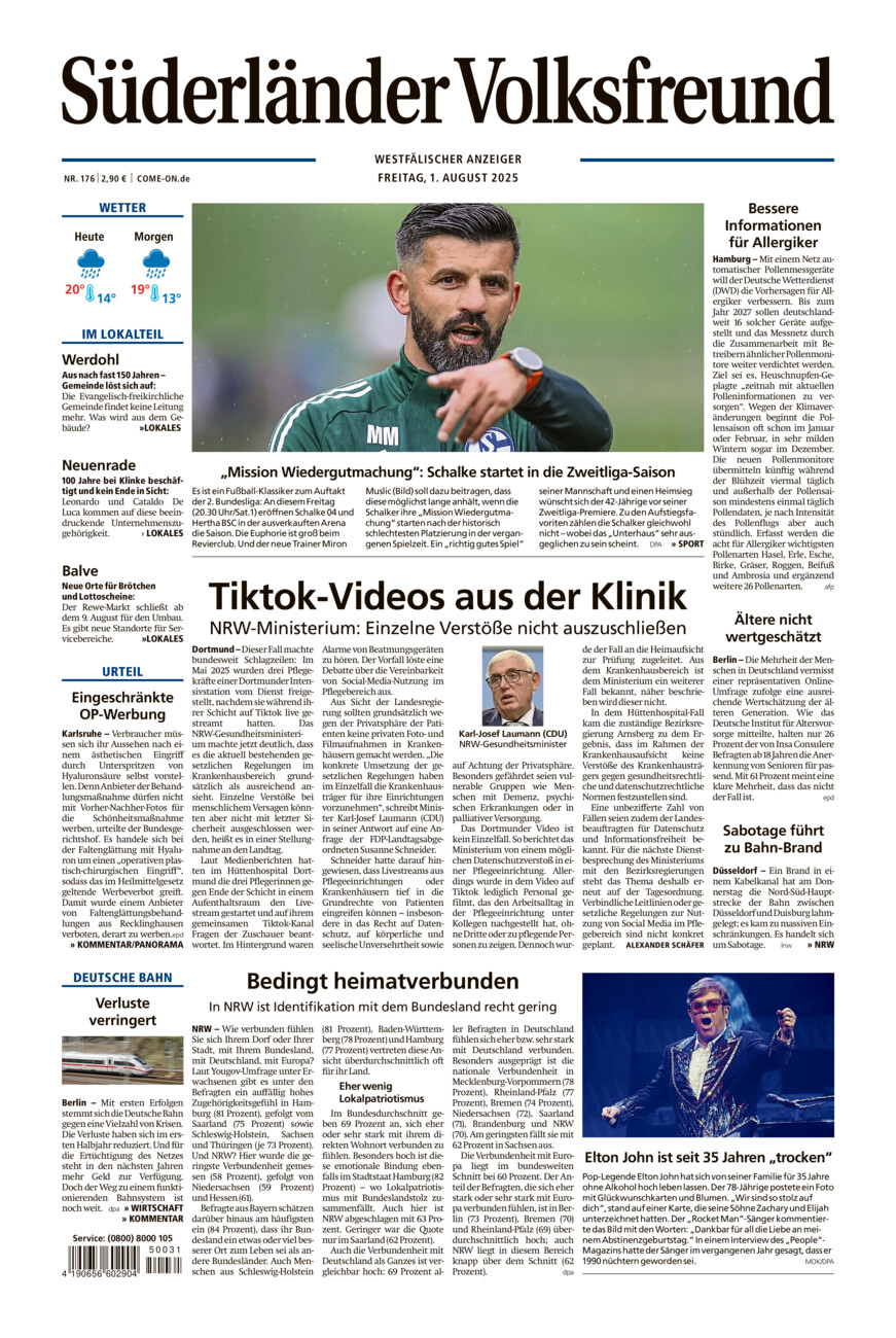 Süderländer Volksfreund vom Freitag, 01.08.2025