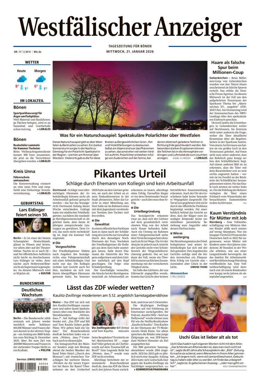 Westfälischer Anzeiger Bönen vom Mittwoch, 21.01.2026