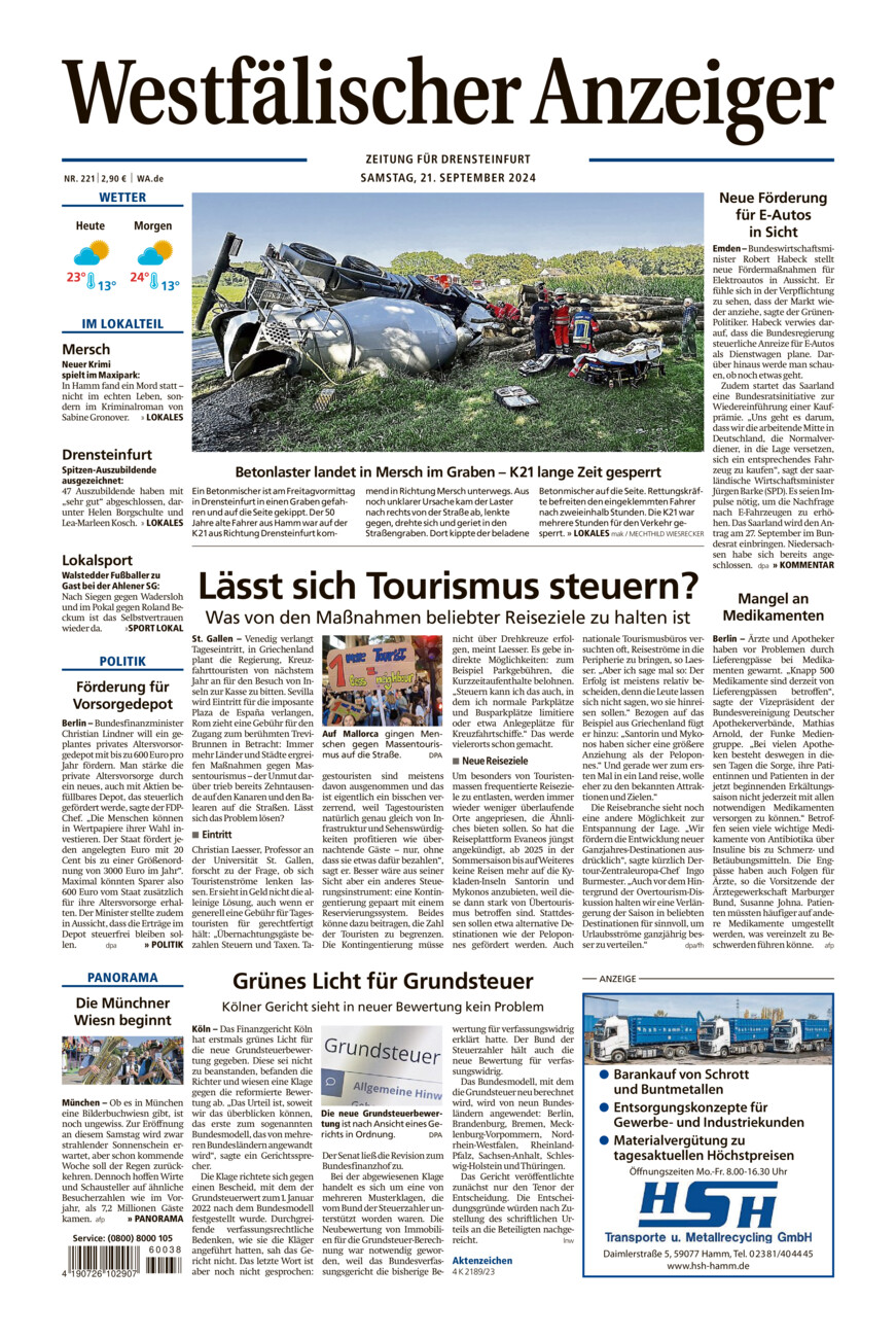 Westfälischer Anzeiger Drensteinfurt vom Samstag, 21.09.2024