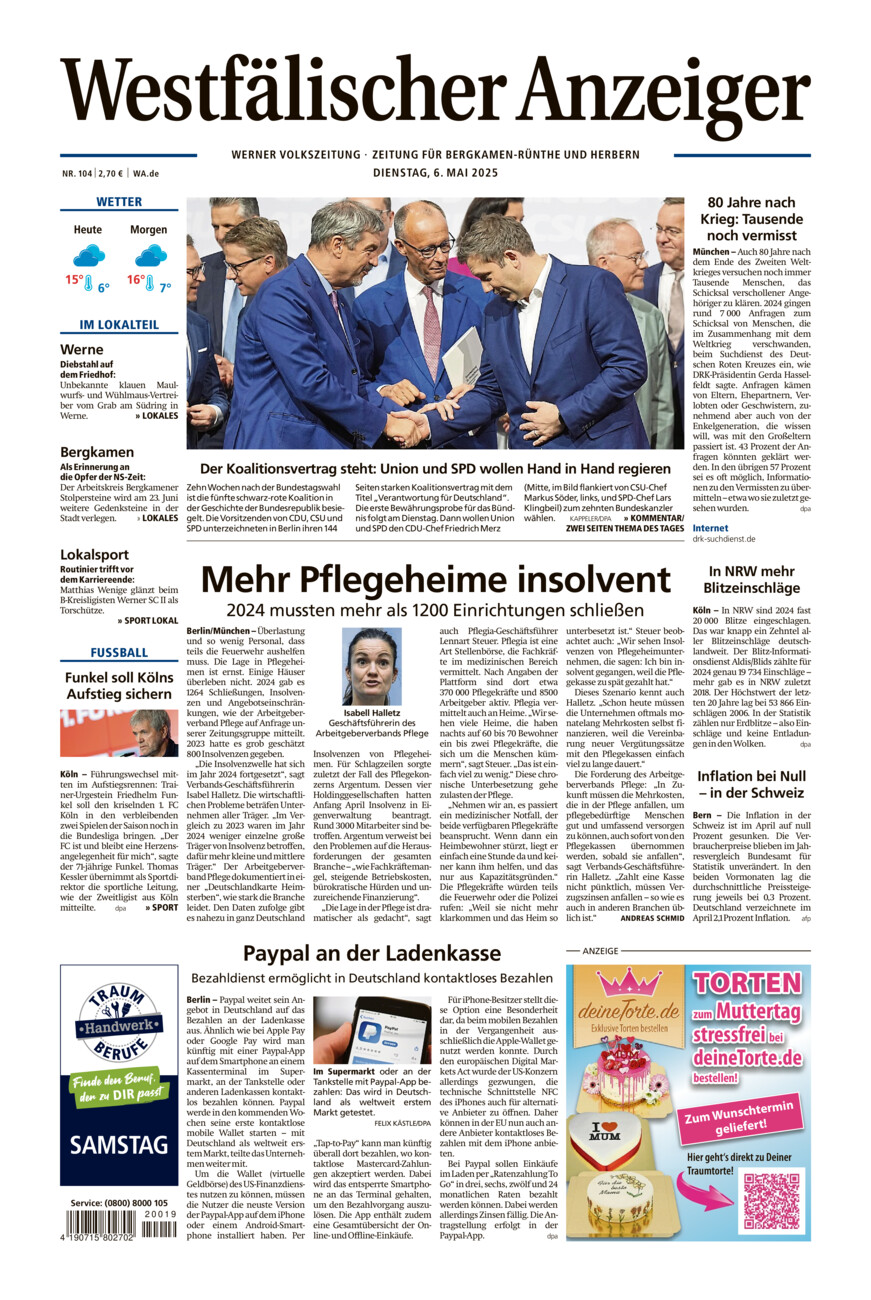 Westfälischer Anzeiger Werne vom Dienstag, 06.05.2025