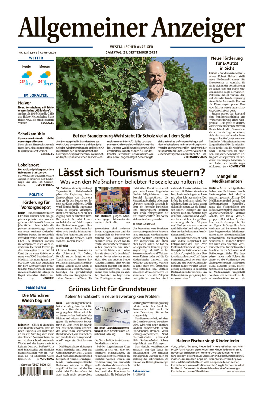 Allgemeiner Anzeiger vom Samstag, 21.09.2024