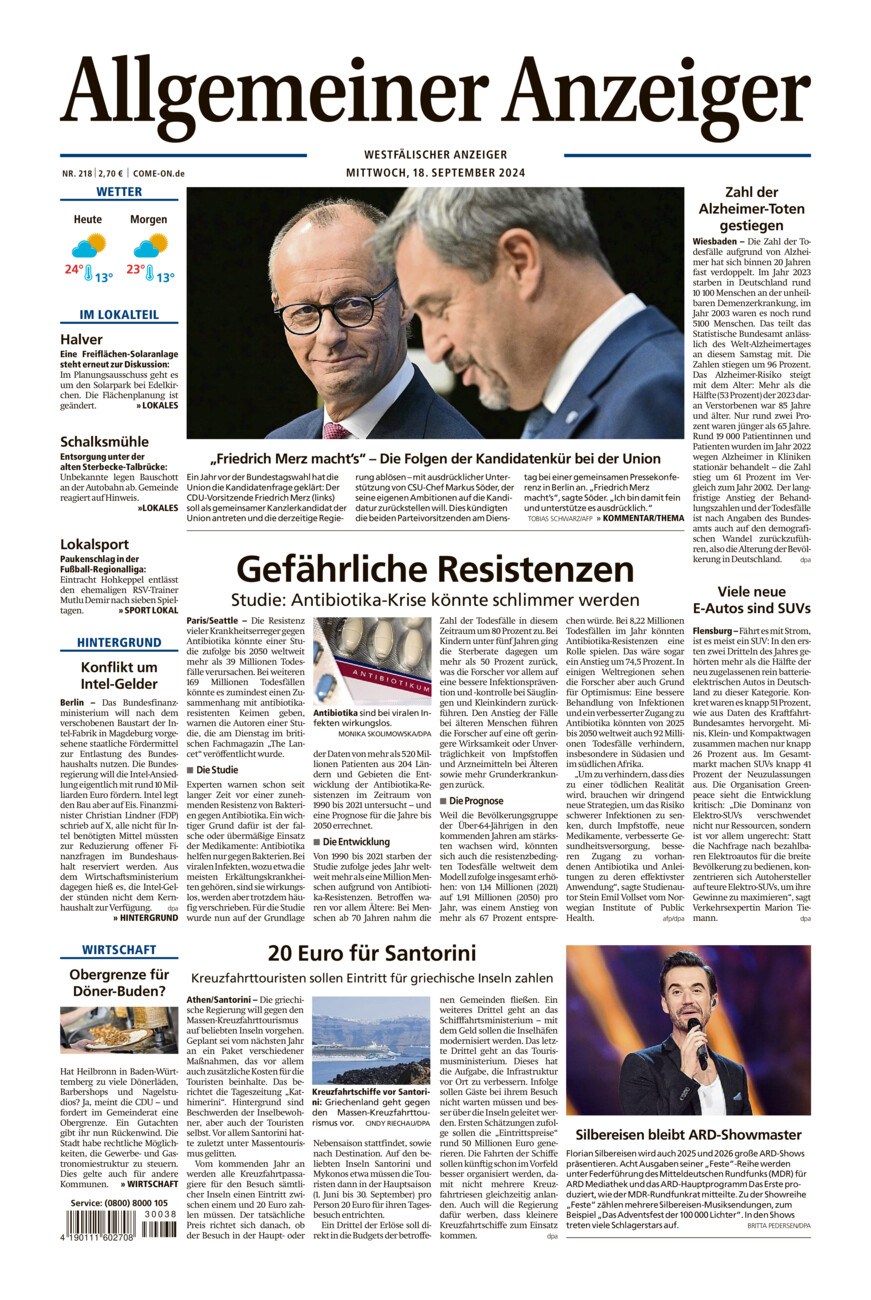 Allgemeiner Anzeiger vom Mittwoch, 18.09.2024