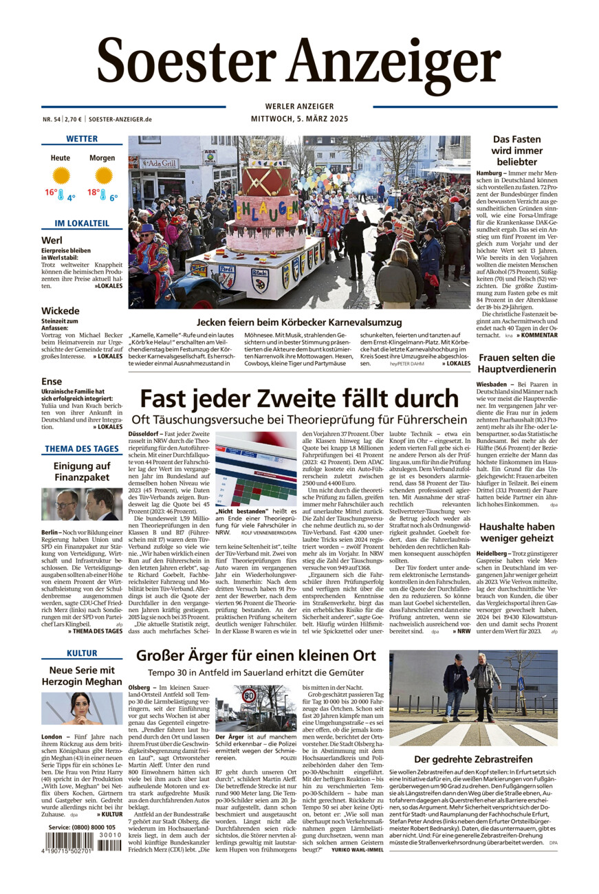 Soester Anzeiger Werl Vom Mittwoch 05 03 2025 Westf lischer Anzeiger 