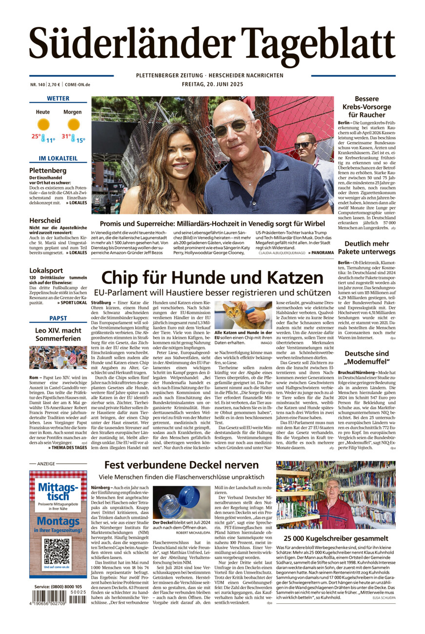 Süderländer Tageblatt vom Freitag, 20.06.2025