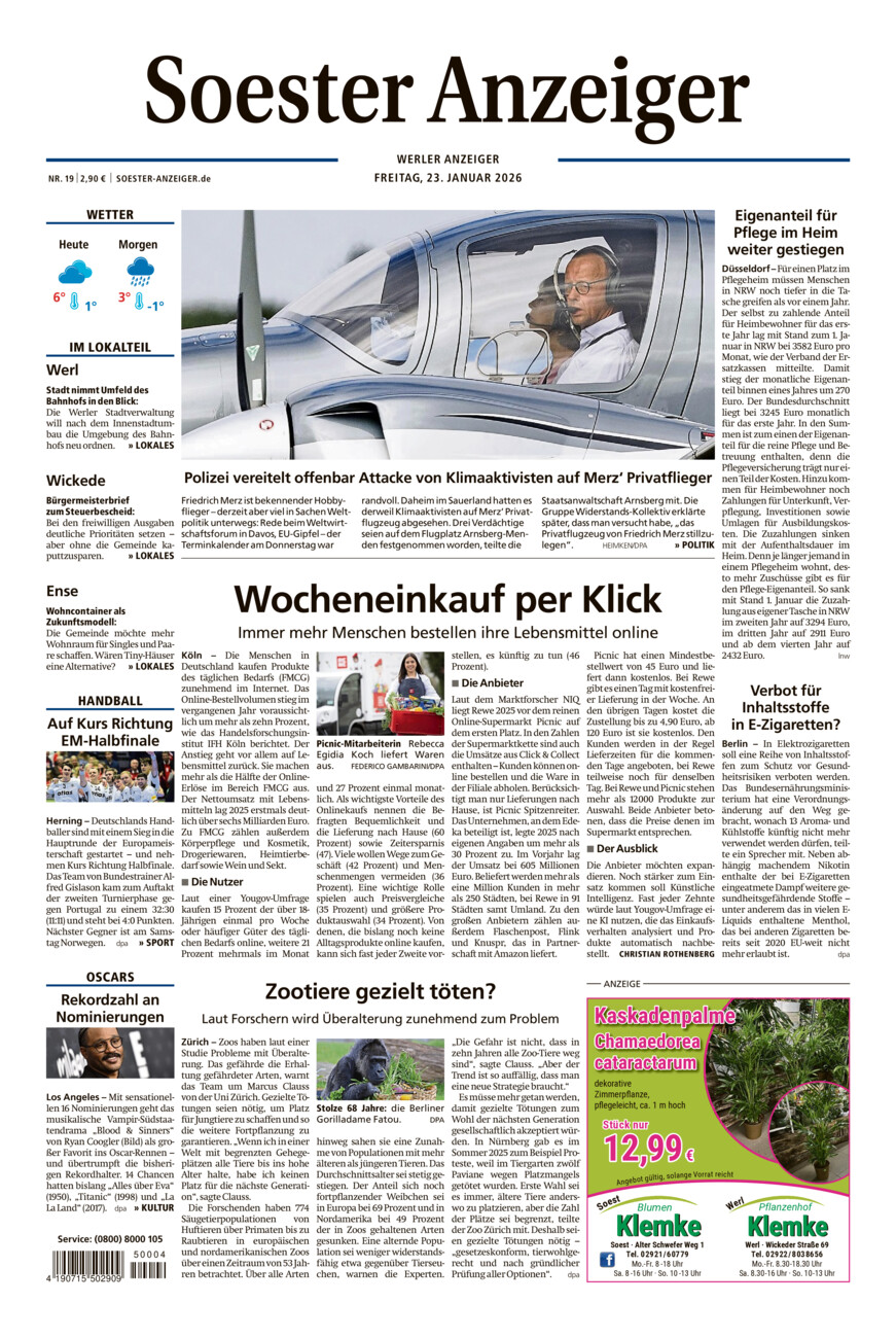 Soester Anzeiger Werl vom Freitag, 23.01.2026