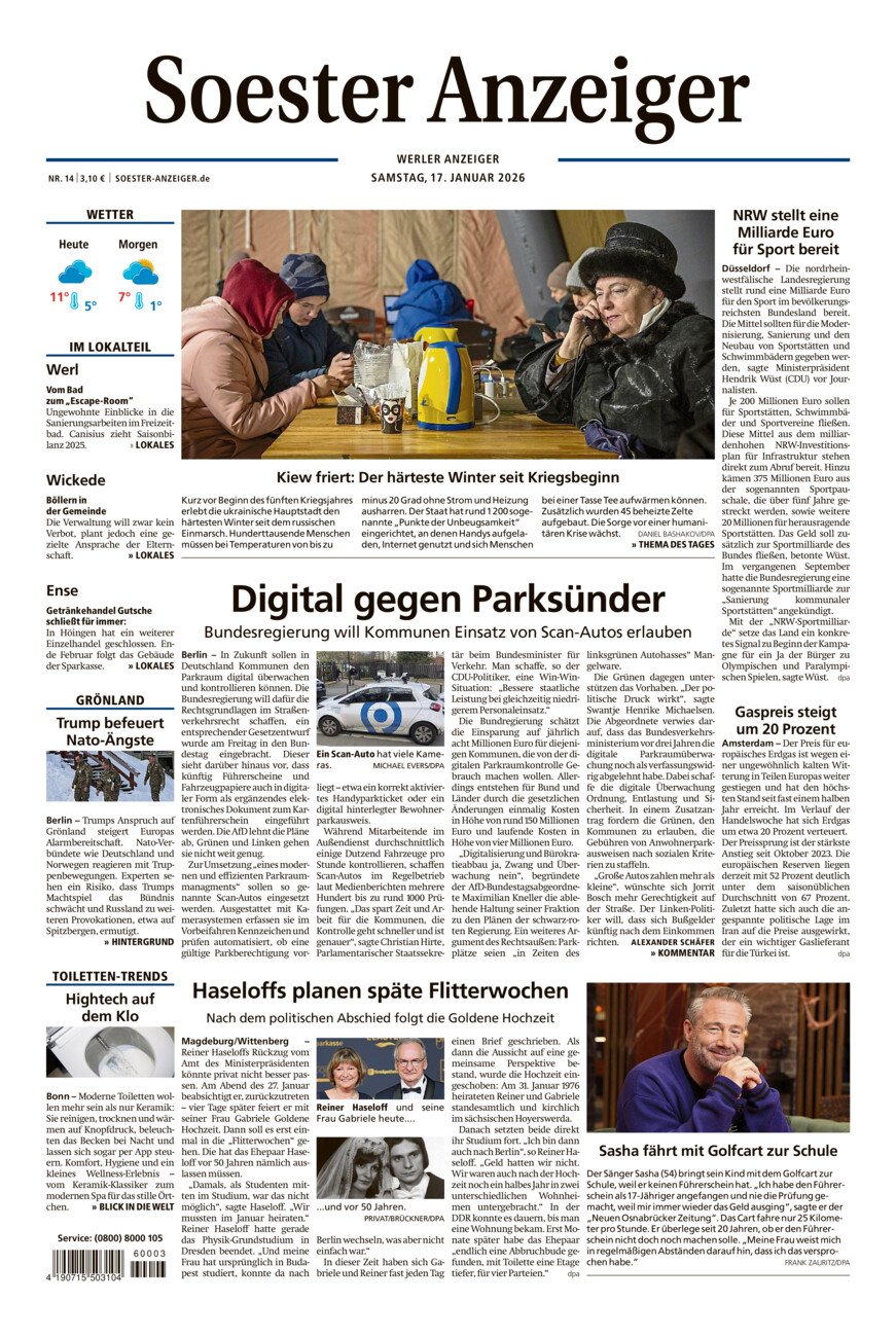 Soester Anzeiger Werl vom Samstag, 17.01.2026