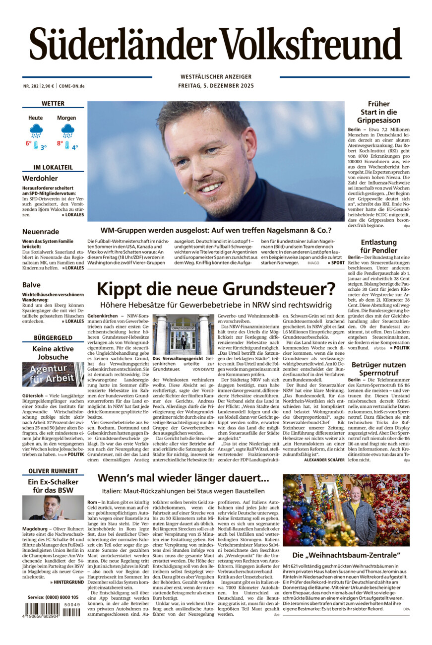 Süderländer Volksfreund vom Freitag, 05.12.2025