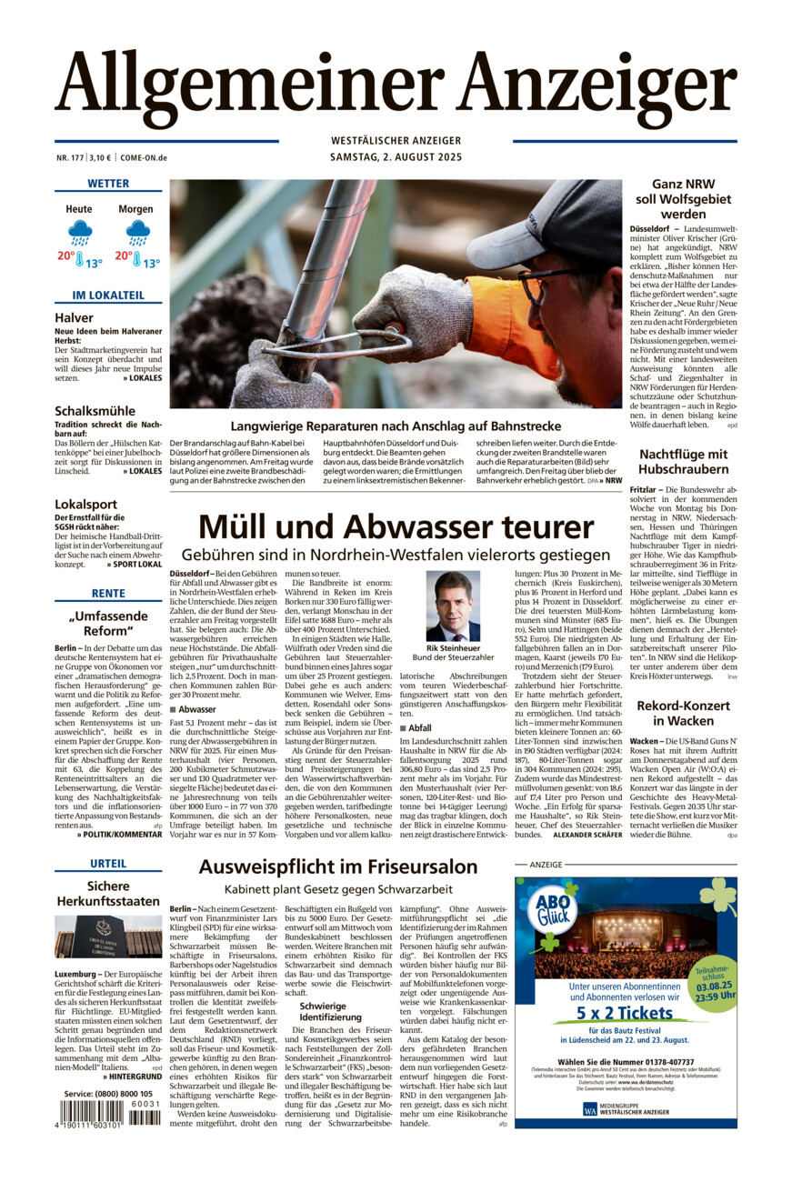 Allgemeiner Anzeiger vom Samstag, 02.08.2025