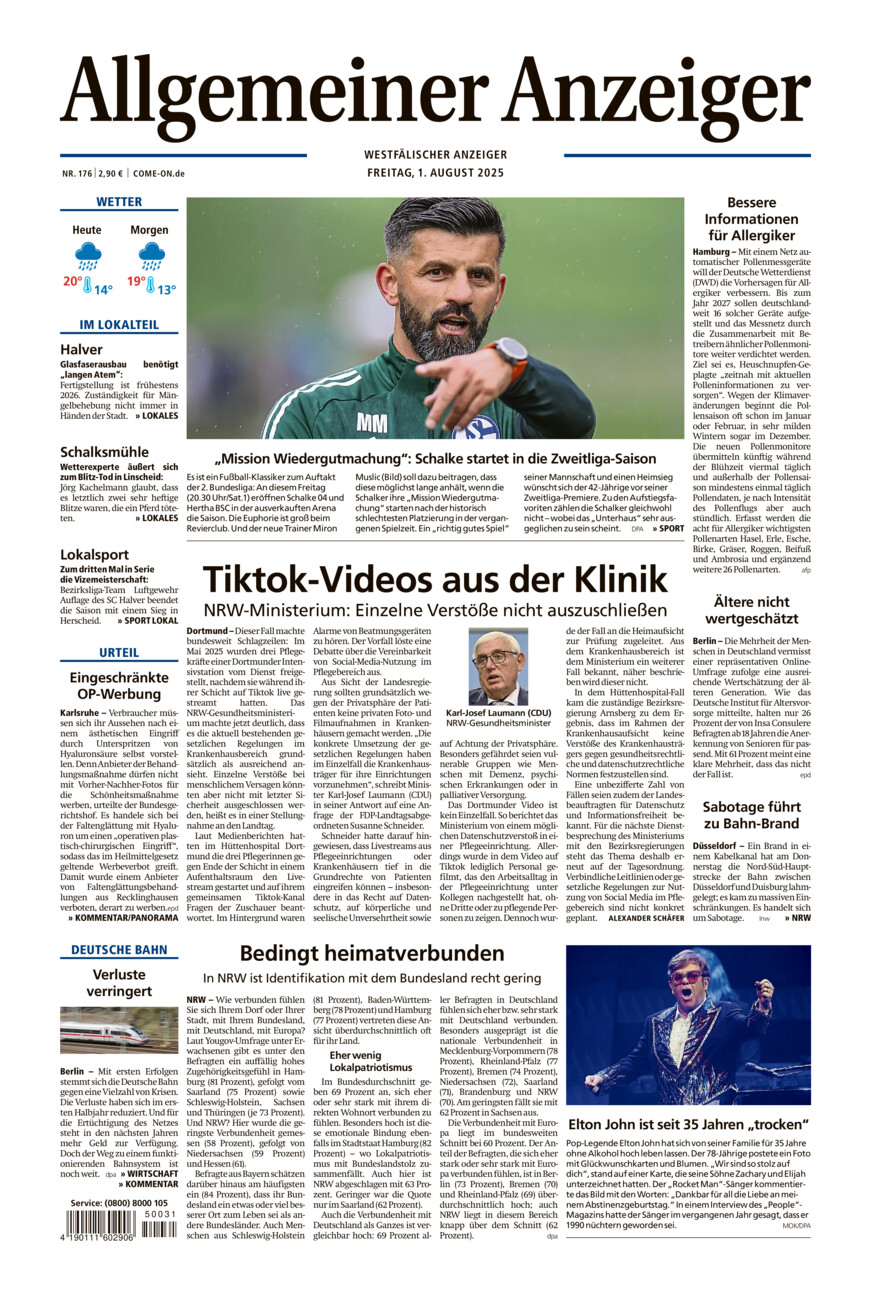Allgemeiner Anzeiger vom Freitag, 01.08.2025